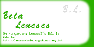 bela lencses business card